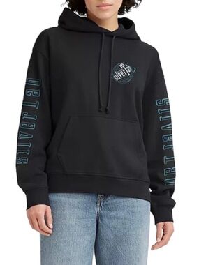 NWT Levi's Silvertab Women’s Caviar Black Sweatshirt Hoodie Size Small